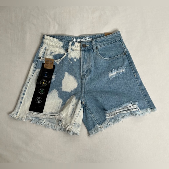 Organic Blue Jean Shorts Women’s Size 5 Cut Off Distressed Pockets Denim Cotton - Picture 4 of 10
